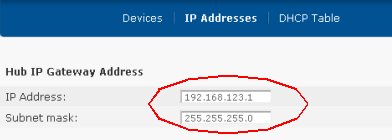 Changing Home Hub IP address and subnet