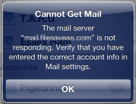 iPhone Email Error Message