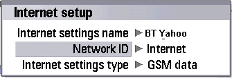 Internet Setup Screen 1