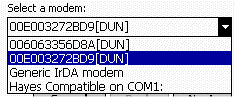 Pocket PC modem settings