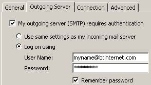 BT Broadband SMTP Auth settings