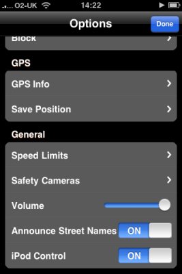 Settings screen