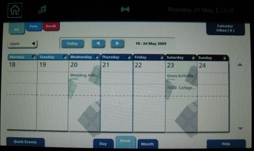 o2 Joggler - Calendar Screen