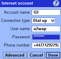 o2 Wap Dialup settings