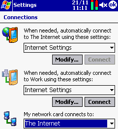 Connections setting