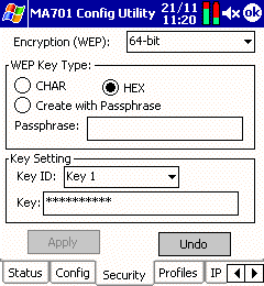 Entering a WEP key