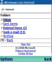 Hotmail on a Nokia N95