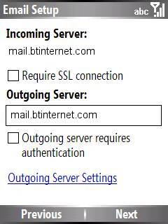 Windows Smartphone Email setup